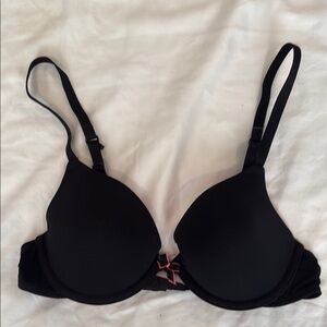 Black Push-Up T-Shirt Bra with Pink Accent